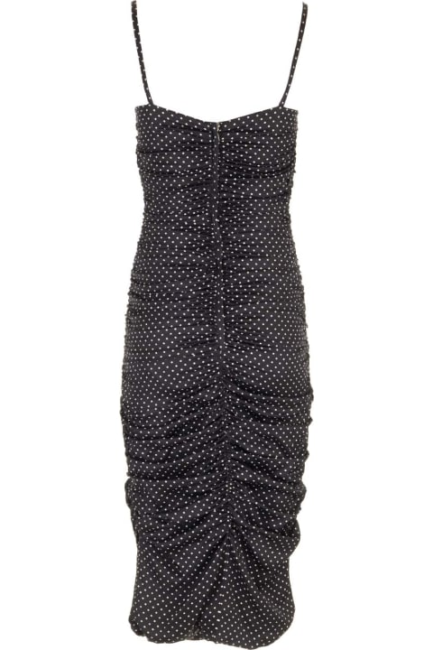 Dolce & Gabbana Sale for Women Dolce & Gabbana Polka Dot-printed Ruched Detailed Midi Dress
