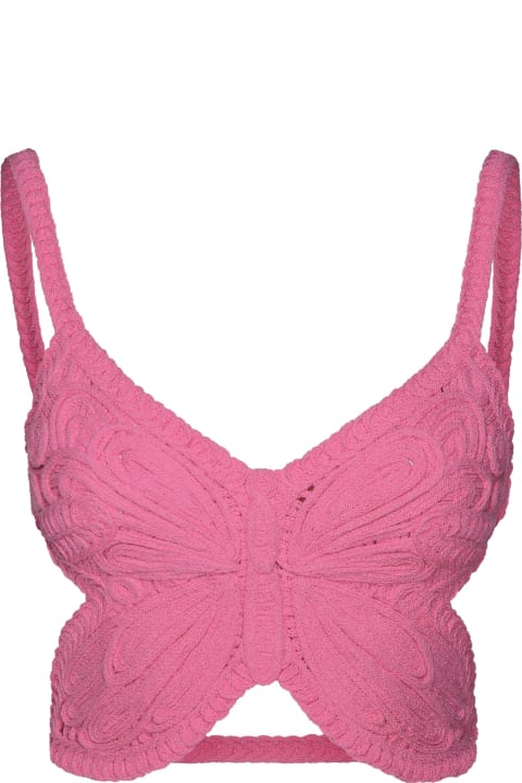 Blumarine for Women Blumarine 'farfalla' Pink Cotton Blend Top