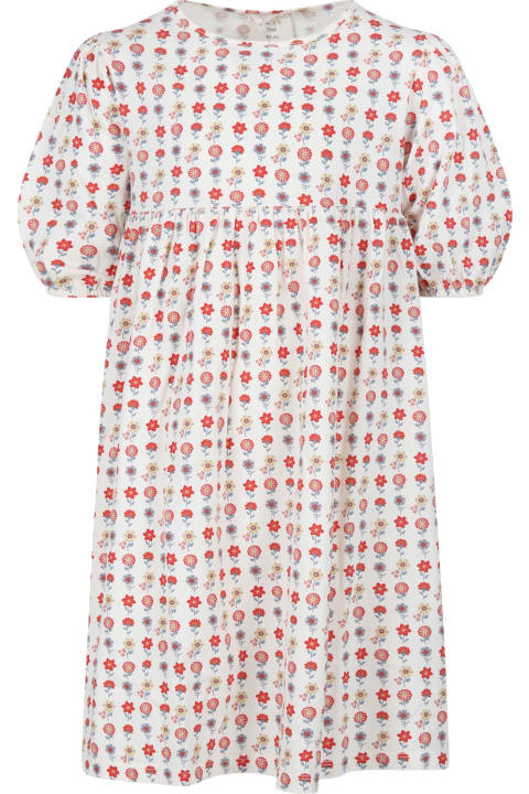 ガールズ Coco Au Laitのワンピース＆ドレス Coco Au Lait Ivory Dress For Girl With Flowers Print