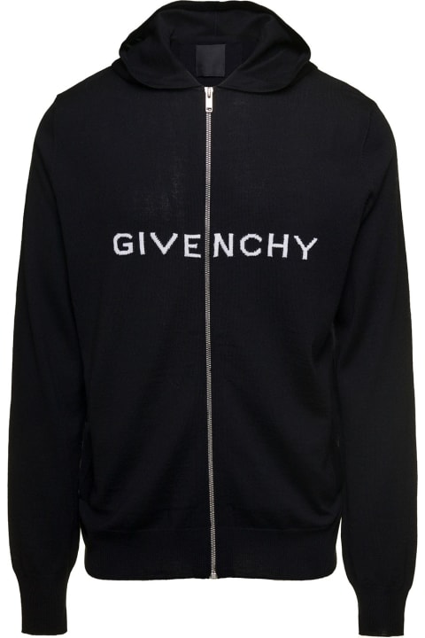 Givenchy Sweaters for Men Givenchy Logo Embroidered Zipped Hoodie