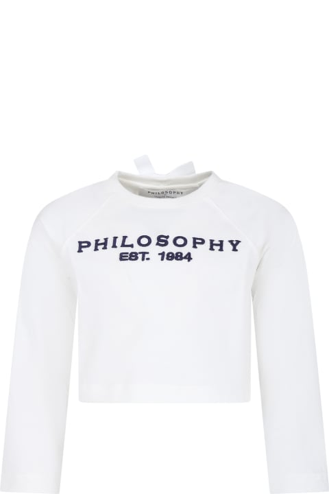 Philosophy di Lorenzo Serafiniのガールズ Philosophy di Lorenzo Serafini White T-shirt For Girl With Logo