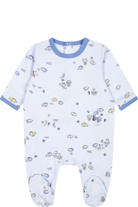 Bodysuits & Sets for Baby Boys Kenzo Kids Light Blue Set For Baby Boy With Print And Logo