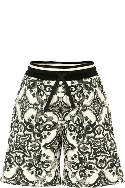Homeware Dolce & Gabbana Black Shorts For Boy With Majolica Print