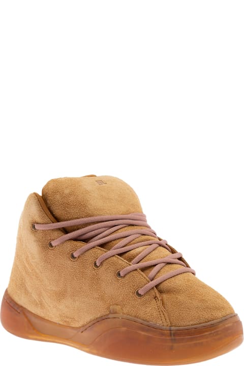 ERL for Kids ERL 'mid Vamp' Brown Sneakers With Logo Lettering On The Tongue In Suede Man