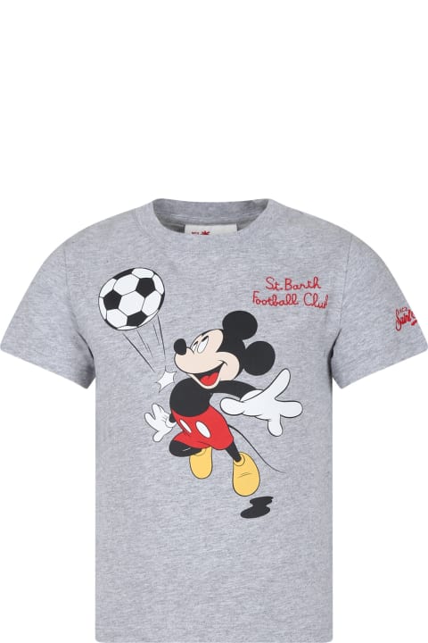 MC2 Saint Barth T-Shirts & Polo Shirts for Boys MC2 Saint Barth Grey T-shirt For Boy With Mickey Mouse Print
