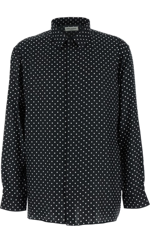 Fashion for Men Saint Laurent Black All-over Polka Dot Pattern Shirt In Silk Man