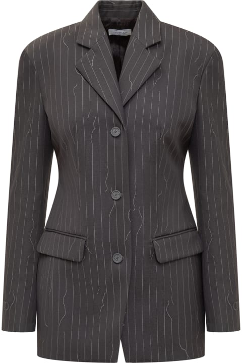 Off-White Coats & Jackets for Women Off-White Single-breasted Wool-blend Pinstripe Blazer