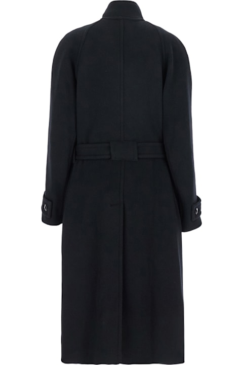 Low Classic for Women Low Classic Black Double-breasted Coat With Removable Belt And Wraparound Design In Wool Blend Woman