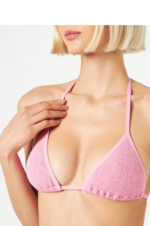 Homeware MC2 Saint Barth Woman Pink Crinkle Triangle Top Swimsuit