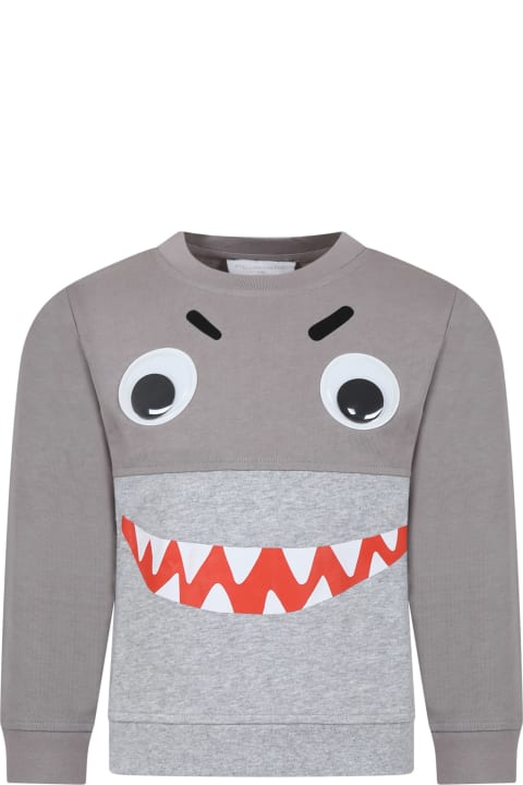 Stella McCartney Kids Stella McCartney Kids Gray Sweatshirt For Boy With Shark