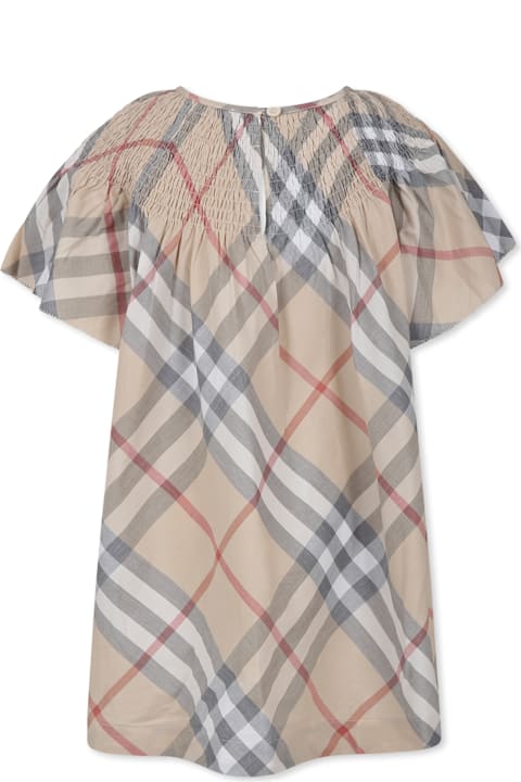 Homeware Burberry Beige Dress For Girl With Vintage Check