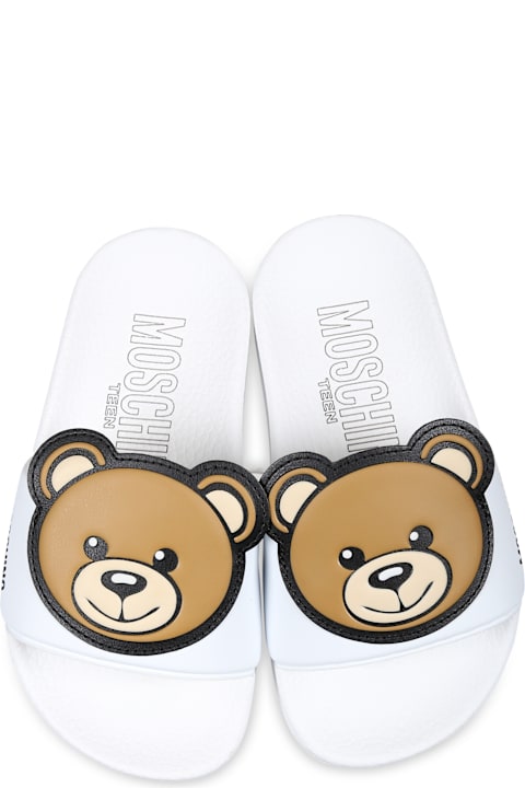 Moschino أحذية لـ أولاد Moschino White Slippers For Kids With Teddy Bear
