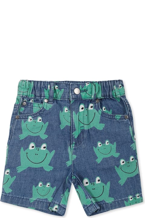 Stella McCartney Kids ملابس تحتية لـ رُضع بنات Stella McCartney Kids Blue Shorts For Baby Boy With Frogs