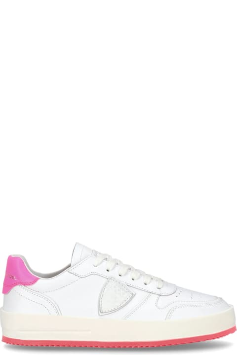 Philippe Model Sneakers for Women Philippe Model White And Pink Calfskin Sneakers