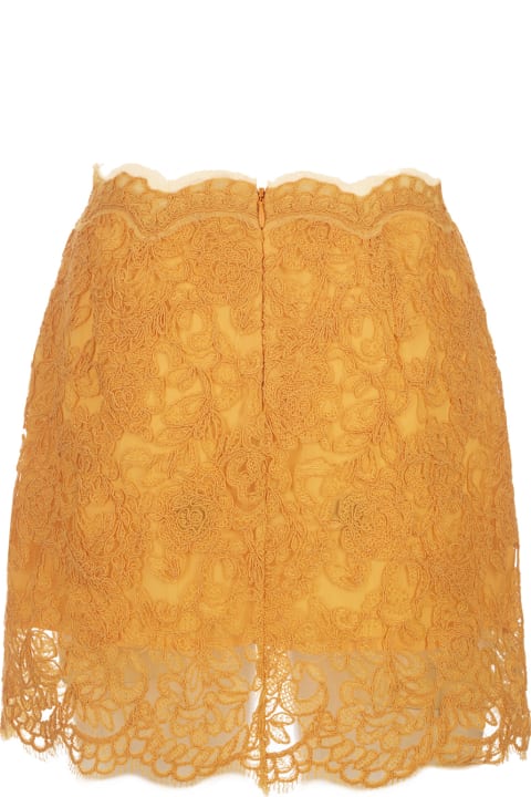 Fashion for Women Ermanno Scervino Yellow-orange Floral Lace Mini Skirt