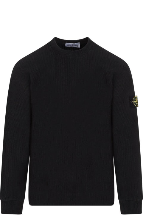 Sweaters for Men Stone Island Logo Patch Crewneck Jumper