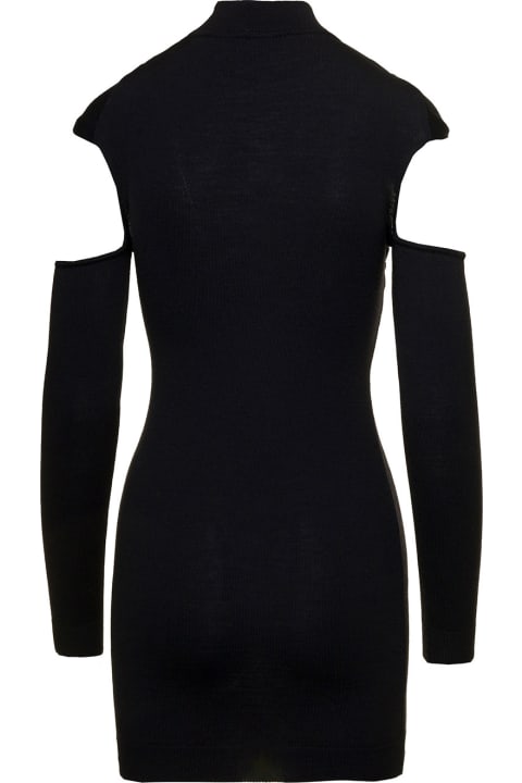 Coperni Dresses for Women Coperni Mini Black Dress With Mock Neck And Twisted Cut-out In Wool Woman