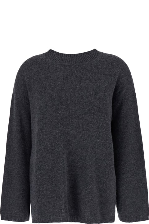 Homeware Allude Grey Relaxed Crewneck Sweater In Cashmere Woman