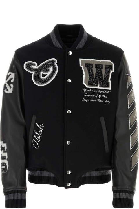 Clothing for Men Off-White Wool Blend And Leather Bomber Jacket