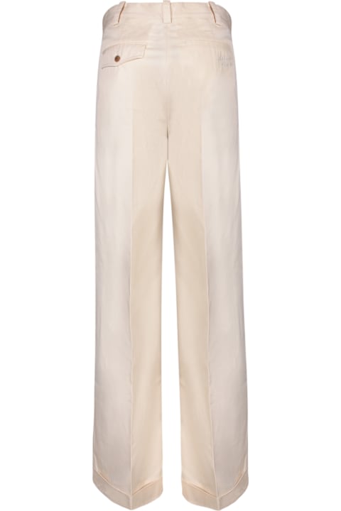 ウィメンズ Maison Kitsunéのパンツ＆ショーツ Maison Kitsuné Double Pleats Ivory Trousers