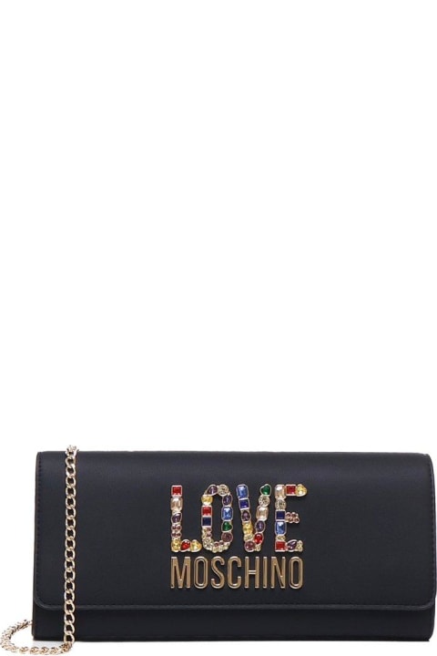 Moschino Totes for Women Moschino Logo-lettering Chain-linked Clutch Bag