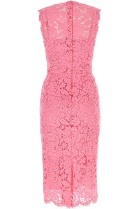Dresses for Women Dolce & Gabbana Pink Stretch Lace Dress