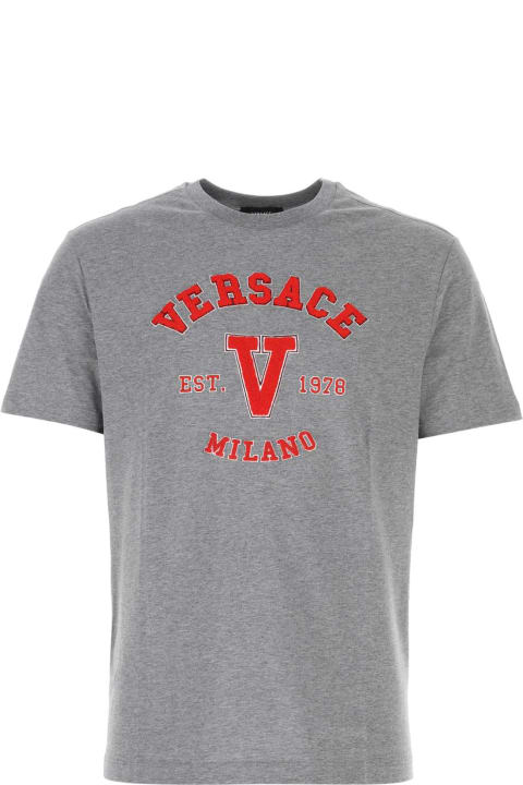 Versace Topwear for Men Versace Melange Grey Cotton T-shirt