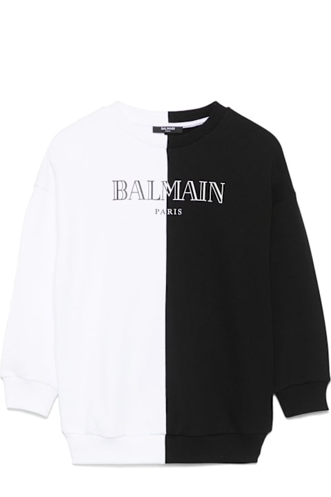 Balmain Sweaters & Sweatshirts for Girls Balmain Felpa Bicolore Con Logo