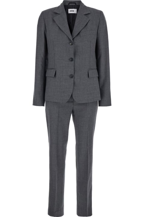 Suits for Women Mauro Grifoni Grey Single-breasted Suit With Notched Revers In Wool Blend Stretch Woman