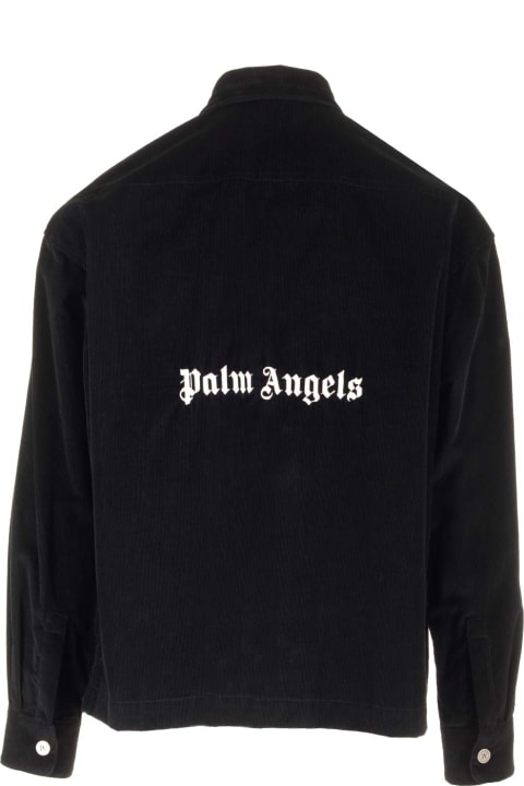 メンズ Palm Angelsのコート＆ジャケット Palm Angels Velvet Overshirt With Logo