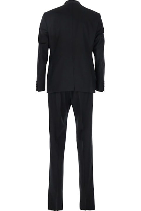 Suits for Men Tagliatore Black Double-breasted Tuxedo Suit With Covered Buttons In Virgin Wool Man