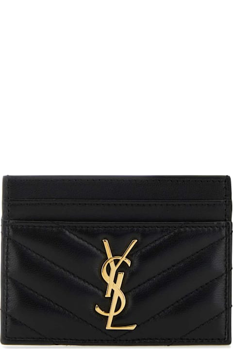 Saint Laurent Black Nappa Leather Cassandre Card Holder