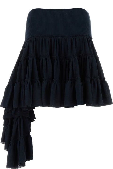 ウィメンズ新着アイテム Loewe Midnight Blue Silk Mini Skirt