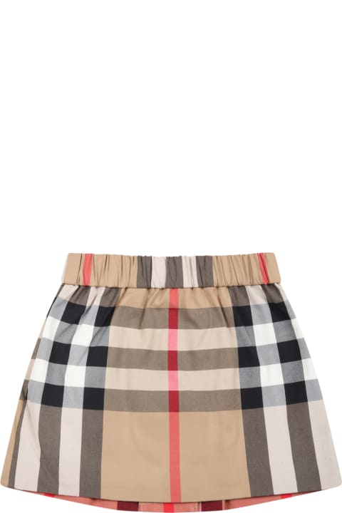 Bottoms for Baby Girls Burberry Beige Skirt For Baby Girl With Vintage Check