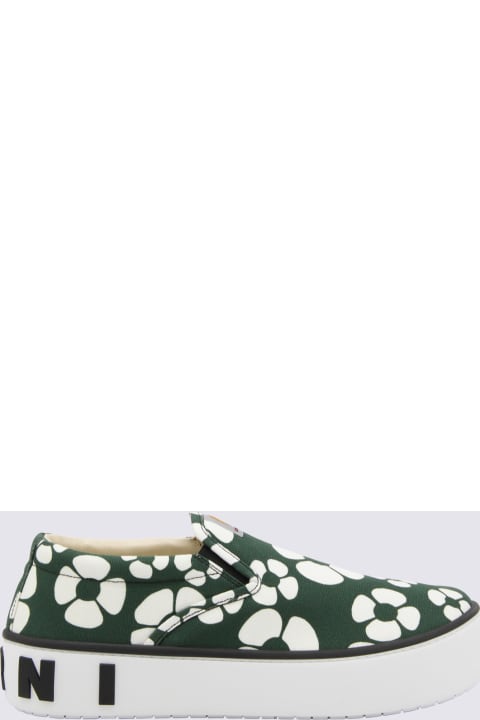 Fashion for Men Marni Green And White Canvas Slip On Sneakers