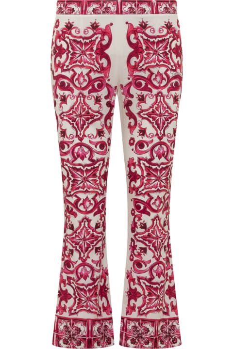 ウィメンズ Dolce & Gabbanaのパンツ＆ショーツ Dolce & Gabbana Majolica Print Charmeuse Pants