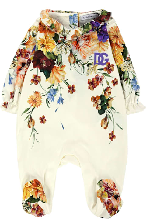 Homeware Dolce 
Gabbana Ivory Babygrow Set For Baby Girl With Floral Print