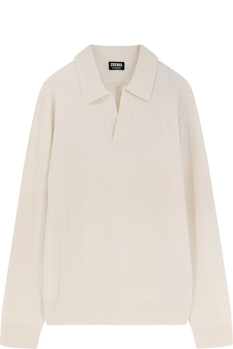 أدوات منزلية Zegna Jacquard Cashmere Polo Sweater