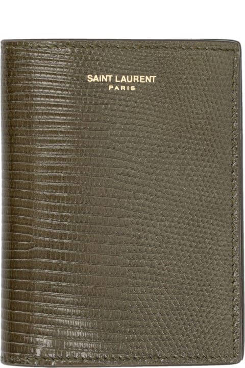 Accessories for Men Saint Laurent Lizard Credit Card Wallet