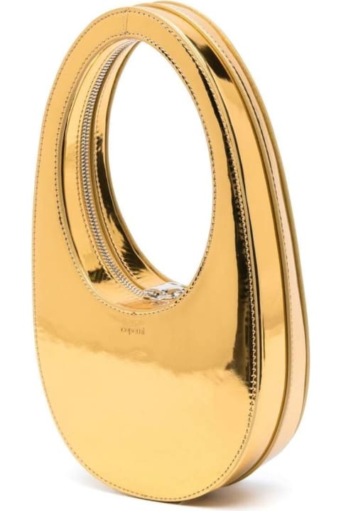 Shoulder Bags for Women Coperni 'swipe' Mini Golden Handbag With Embossed Logo In Metallic Leather Woman