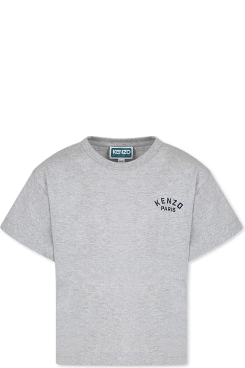Kenzo Kids T-Shirts & Polo Shirts for Boys Kenzo Kids Grey T-shirt For Boy With Kenzo Seigaiha Print