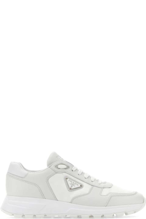 Shoes Sale for Men Prada White Re-nylon And Leather Sneakers