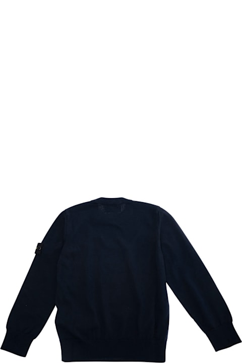 Homeware Stone Island Junior Blue T-shirt With Round Neck And Logo Patch On The Sleeve I Cotton Boy
