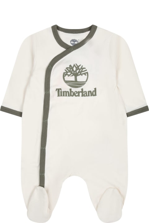 Timberland Bodysuits & Sets for Baby Boys Timberland Ivory Jumpsuit For Baby Boy With Logo