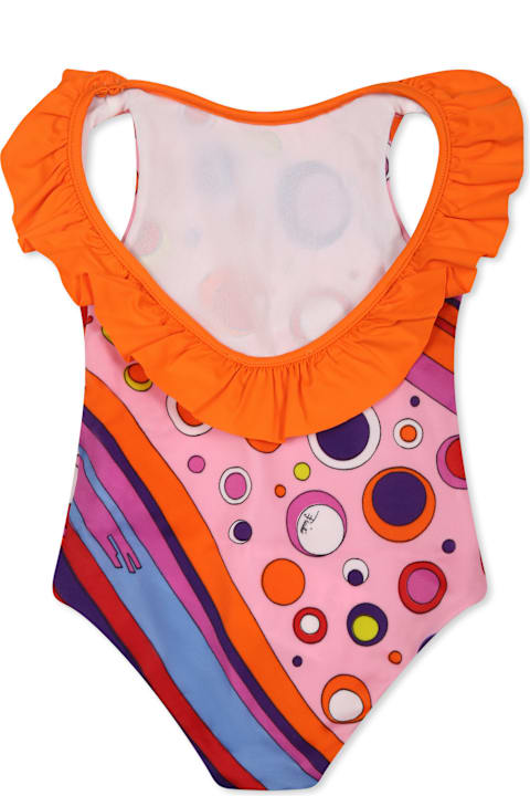Pucci for Kids Pucci Multicolor Swimsuit For Baby Girl With Marble Print