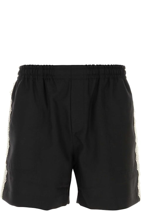 Bode Pants for Men Bode Black Wool Bermuda Shorts