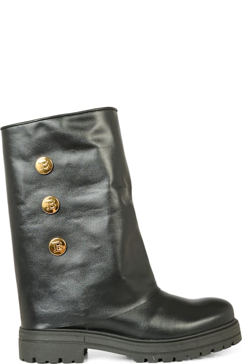Homeware Balmain Black Boots For Girl With Buttons