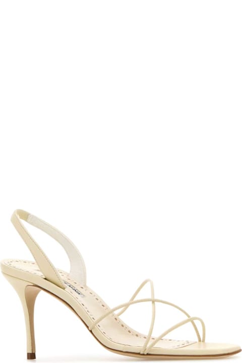 Manolo Blahnik Shoes for Women Manolo Blahnik Ivory Nappa Leather Ninfea Sandals