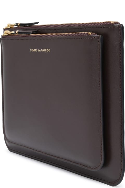 Wallets for Women Comme des Garçons Wallet Flat Bag In Brown Leather