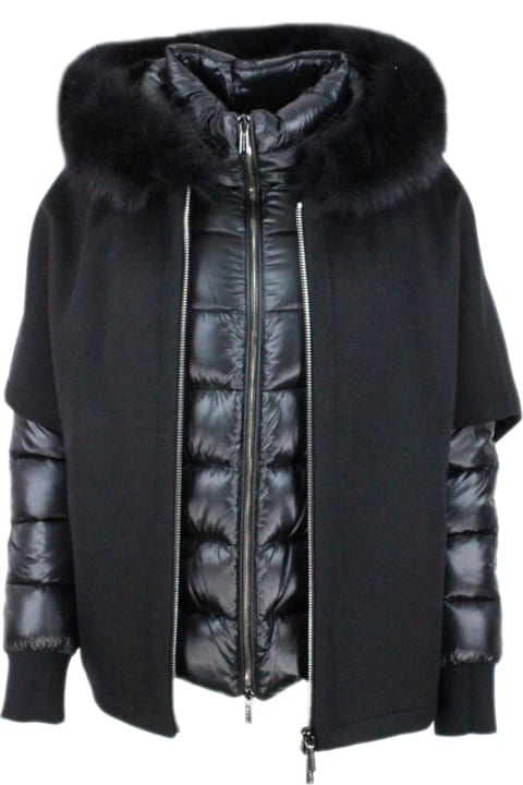 Moorer Coats & Jackets for Women Moorer 3-in-one Jacket Composed Of: Inner Duvet In Real Feathers And Outer Cape With Hood In Pure Cashmere And Fox Fur Trim